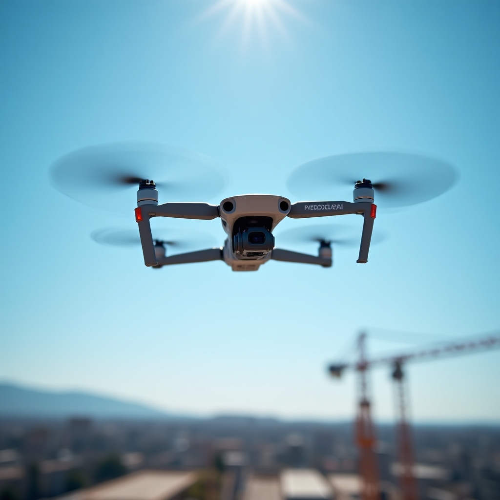 Drone in volo durante ripresa professionale